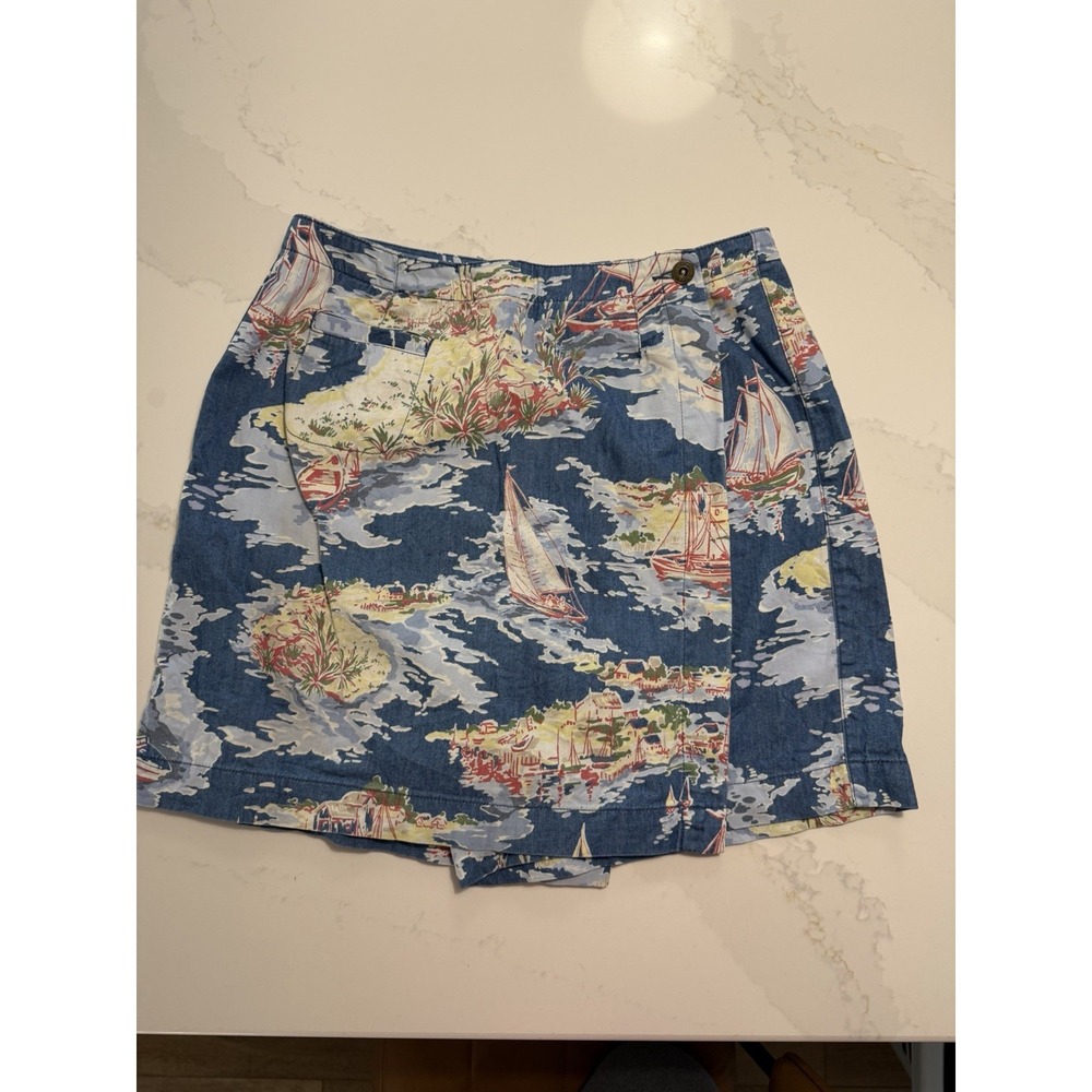 Liz Claiborne Skort Women 10P Multicolor Excellent Vintage Nautical Sailboat